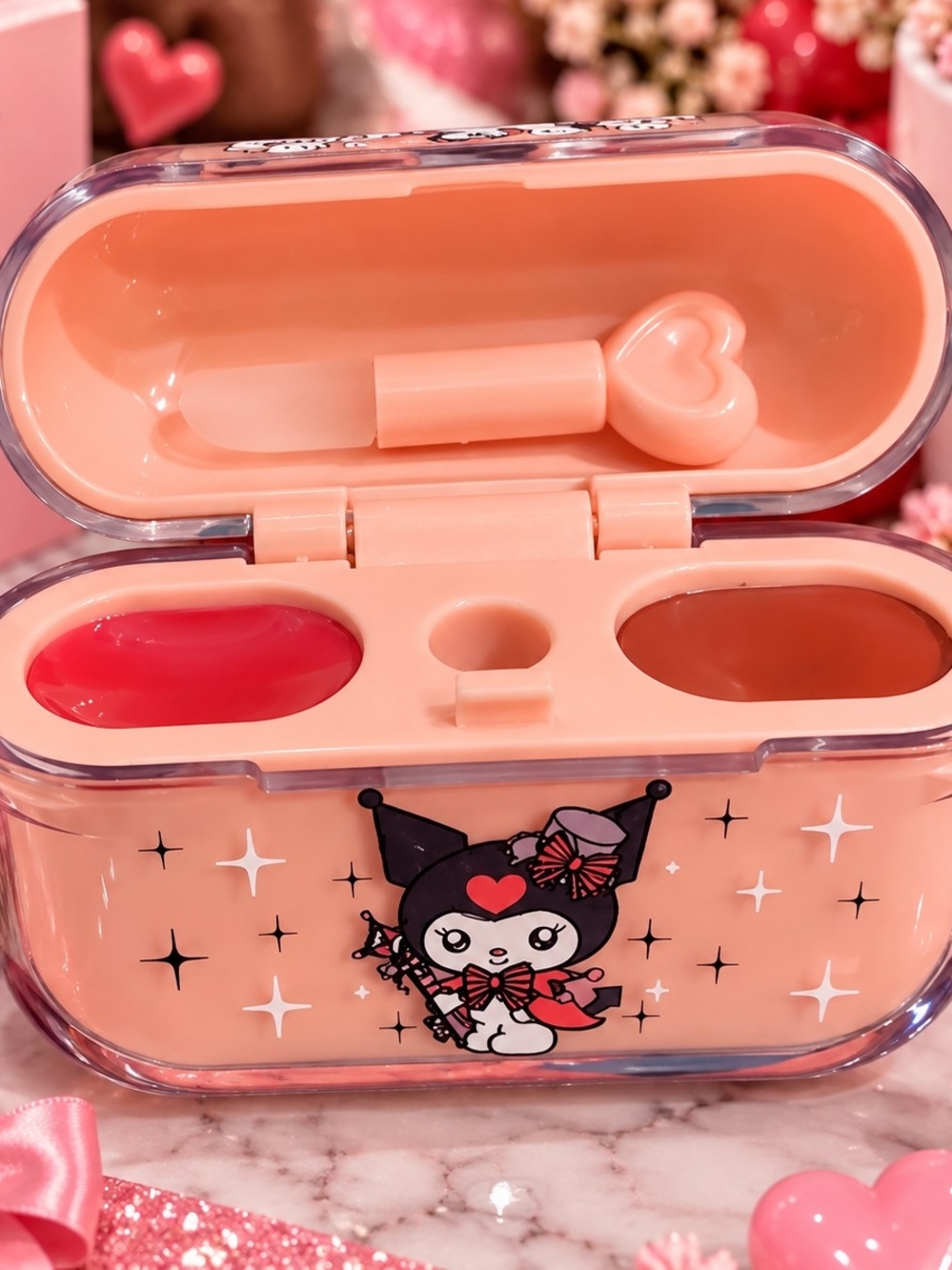 Sanrio Kuromi Kids Lip Balm Kit in Peach and Red